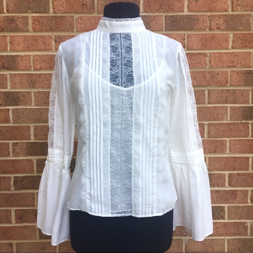 Celine bell sleeves Victorian lace blouse top